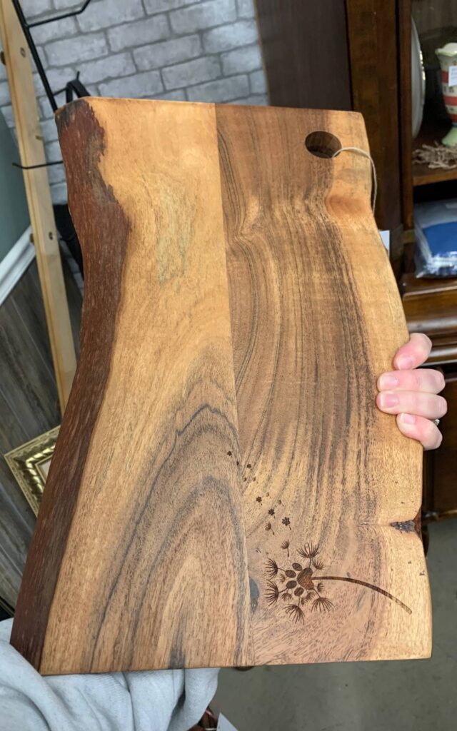 A live-edge charcuterie board